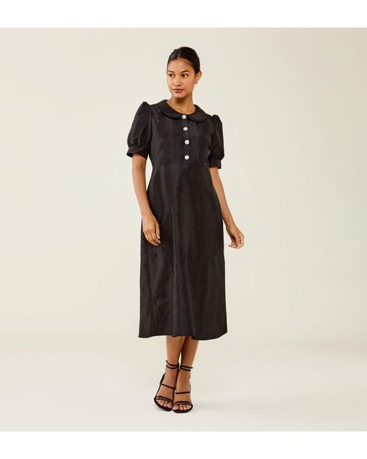 Women's Black Eara Taffeta Midi Dress