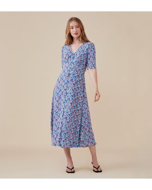 Finery London Blue Camilla Midi Dress