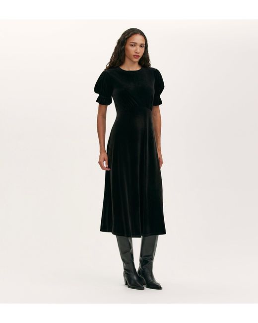 Women's Black Mela Velvet Midi Tea Dress