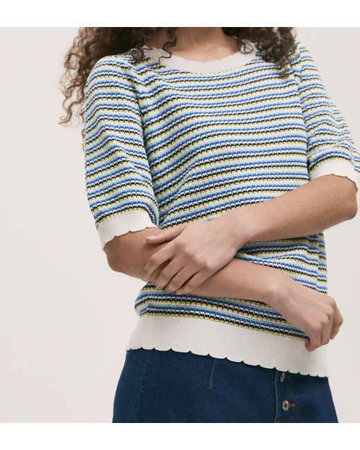 Finery London Blue Rita Short Sleeve Top