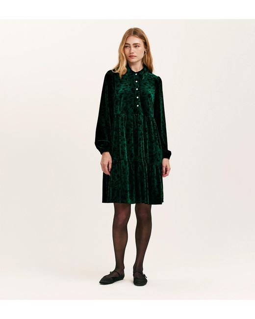 Finery London Green Rosanna Velvet Short Dress