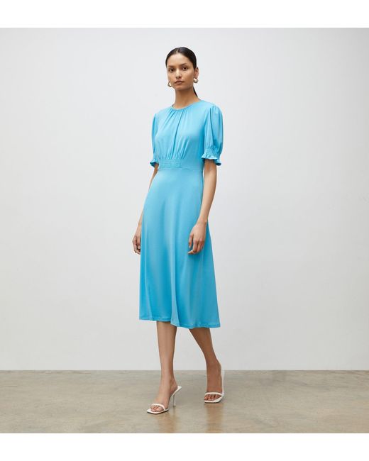 Finery London Blue Alina Crepe Midi Dress