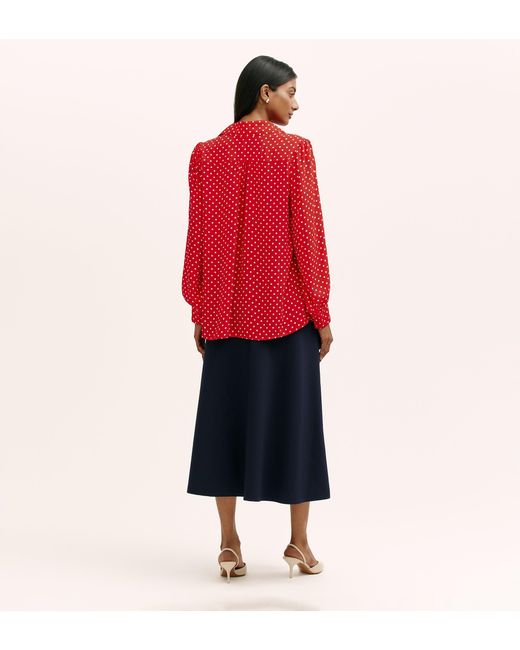 Finery London Red Melina Spot Crepe Blouse