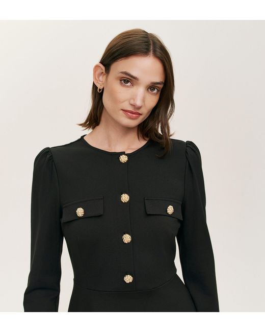 Finery London Black Gilly Ponte Jersey Midi Dress