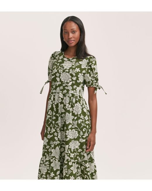 Finery London Green Demi Crepe Tiered Midi Dress
