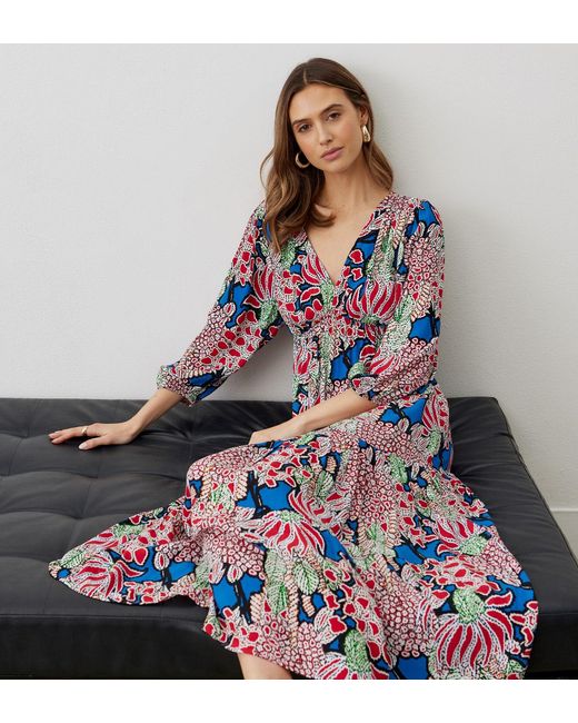 Finery London Blue Lesley Crepe Midi Dress