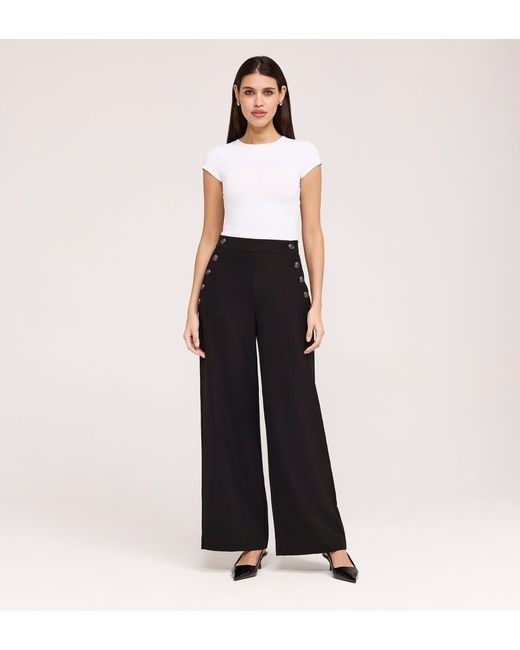 Finery London White Nellie Gaberdine Twill Wide Leg Trousers
