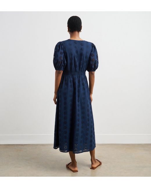 Finery London Blue Una Broderie Anglaise Midi Dress