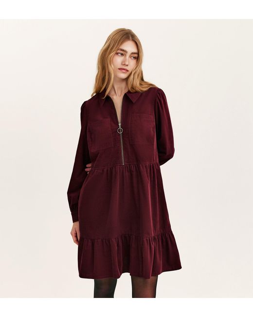 Finery London Red Erin Corduroy Short Dress