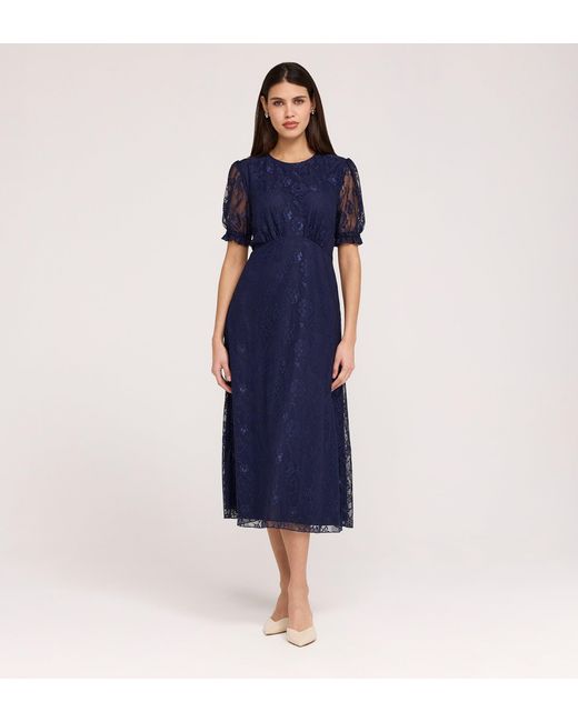 Finery London Blue Mela Lace Midi Dress