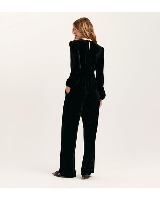 Finery London Black Anna Velvet Jumpsuit