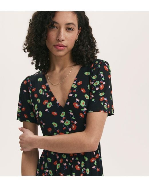 Finery London Black Misha Jersey Short Tiered Dress
