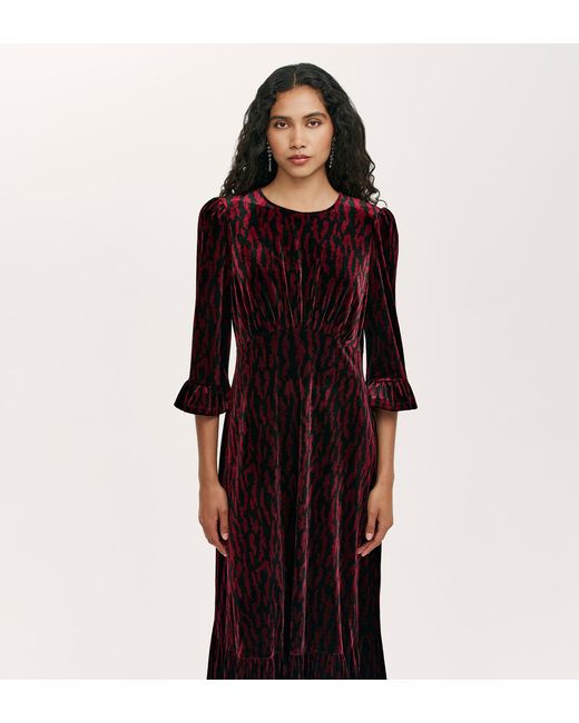 Finery London Red Scarlett Velvet Midi Dress