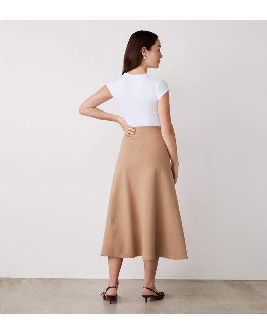 Finery London Natural Mae Ponte Jersey Midi Skirt