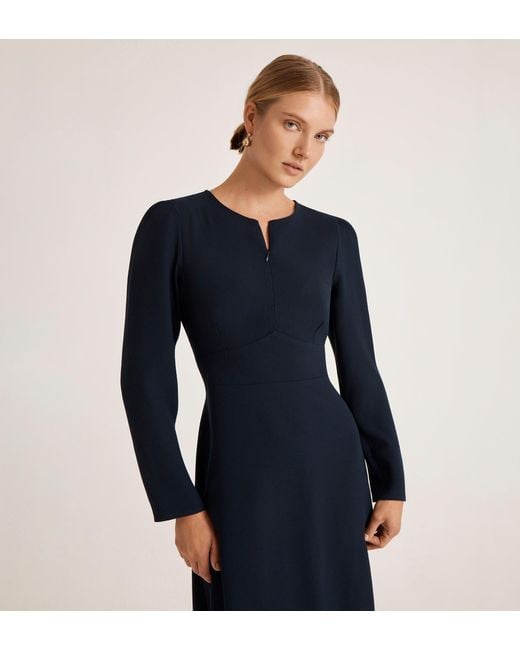 Finery London Blue Caley Crepe Midi Dress