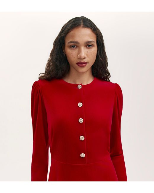 Finery London Red Rae Velvet Short Dress