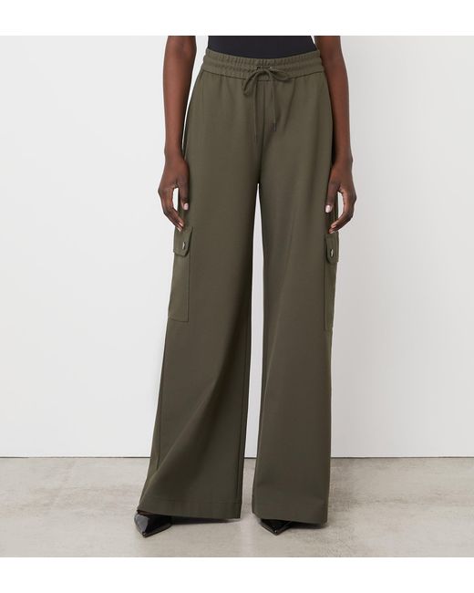 Finery London Green Deliah Ponte Jersey Cargo High Waisted Trousers
