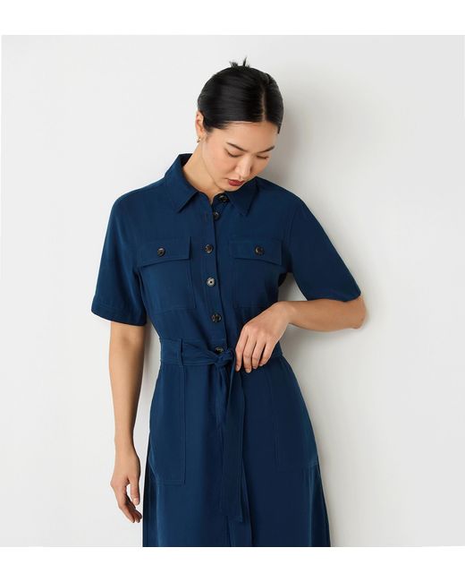 Finery London Blue Cassidy Midi Shirt Dress