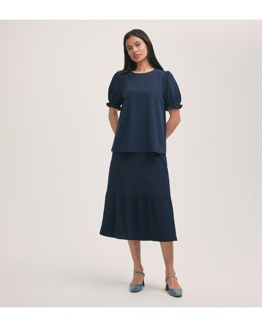 Finery London Blue Charlie Crepe T-Shirt