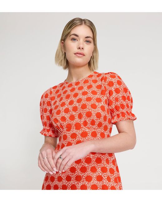 Finery London Red Mela Polka Dot Midi Tea Dress