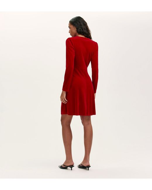 Finery London Red Rae Velvet Short Dress
