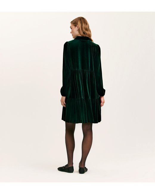 Finery London Green Rosanna Velvet Short Dress