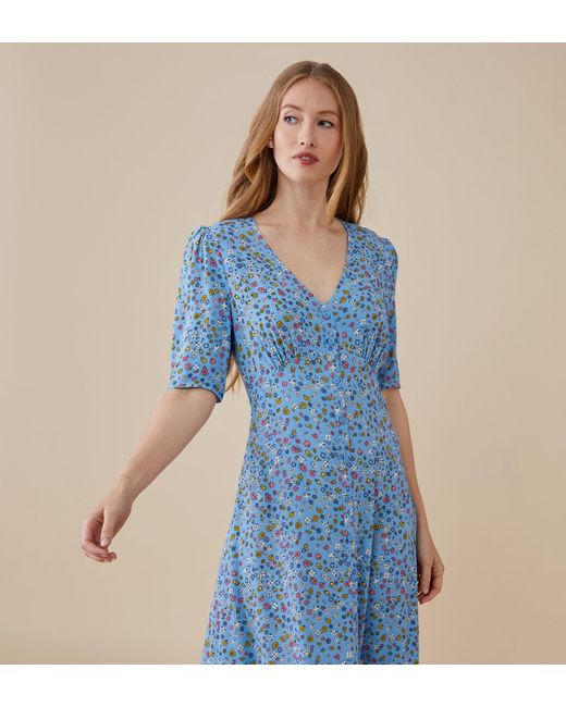 Finery London Blue Fayre Midi Dress