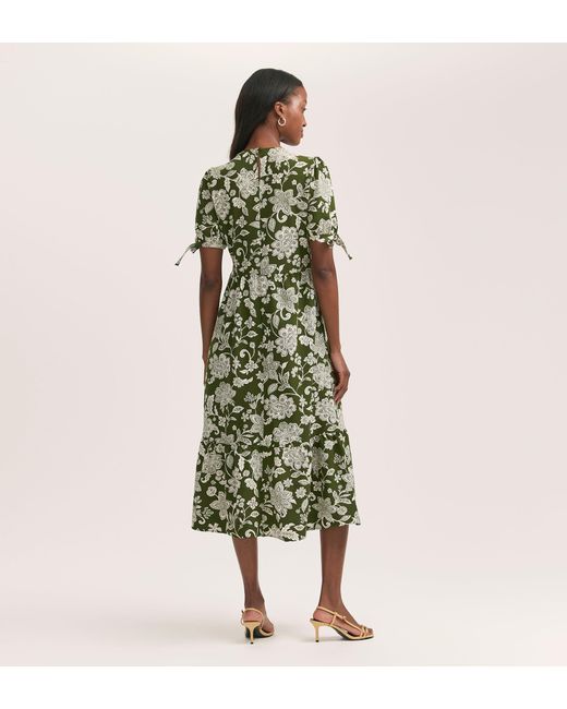 Finery London Green Demi Crepe Tiered Midi Dress