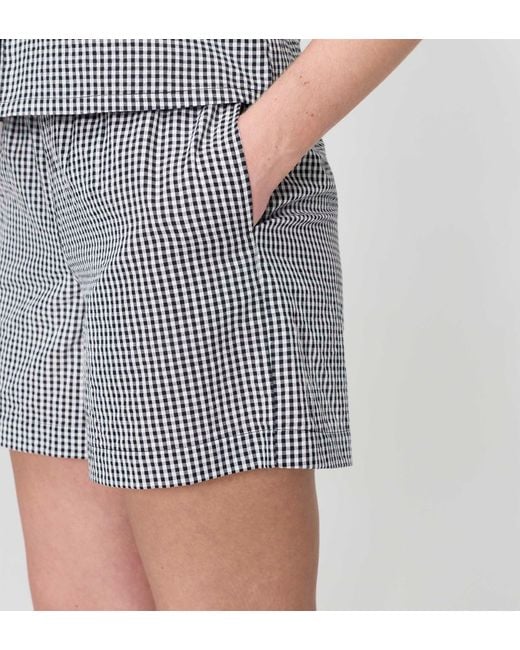 Finery London Gray Sunny Cotton Gingham Drawstring Shorts