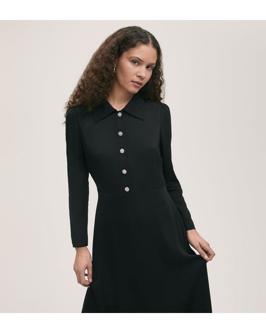 Finery London Black Lucia Crepe Midi Dress