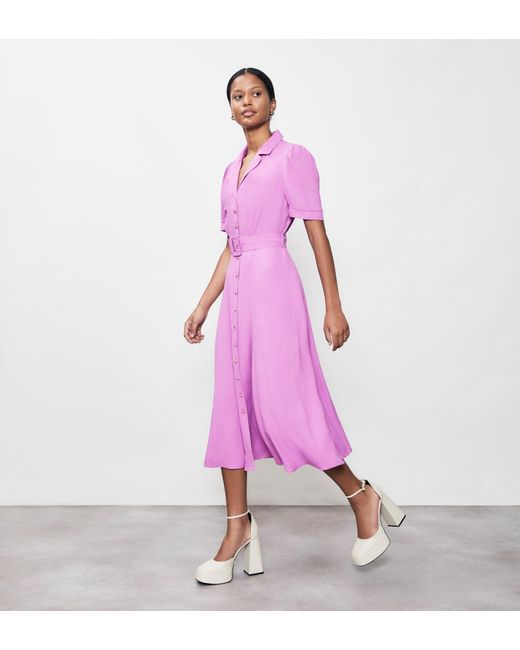 Women's Pink Zara Satin Midi Shirt Dress