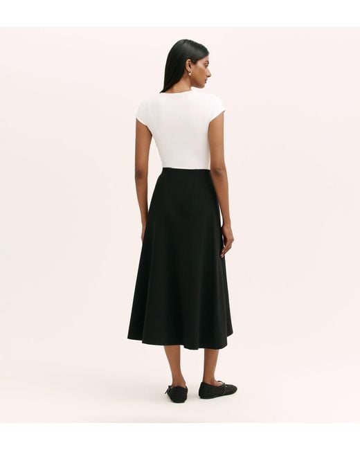 Finery London Black Mae Ponte Jersey Midi Skirt