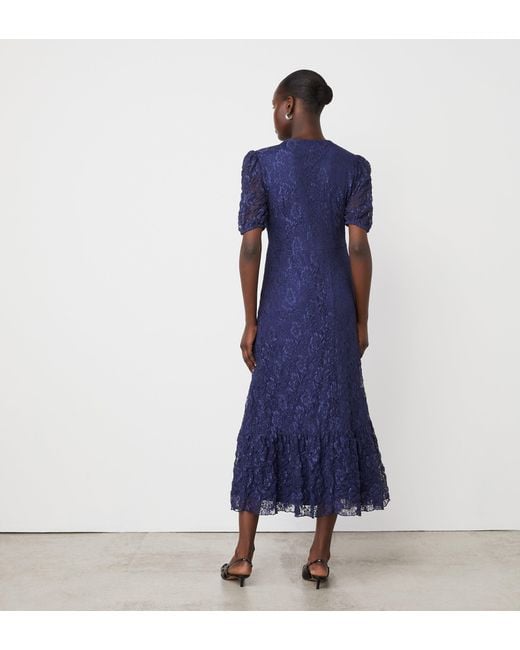 Finery London Blue Loretta Lace Midi Dress