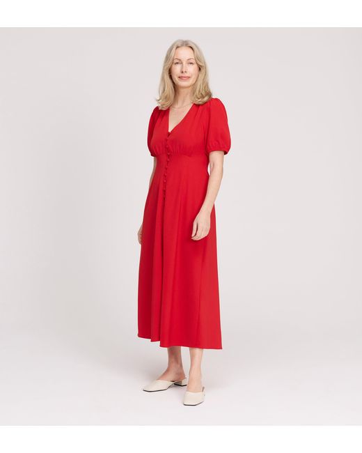 Finery London Red Robyn Button Through Midi Dress
