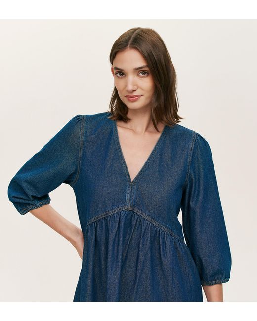Finery London Blue Marilyn Denim Short Dress