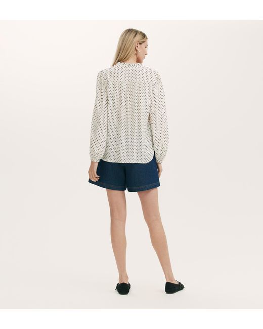 Finery London White Kiya Ivory Polka Dot Tie Neck Blouse