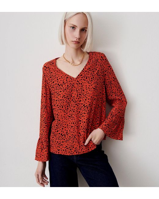 Women's Red Laura Print Top