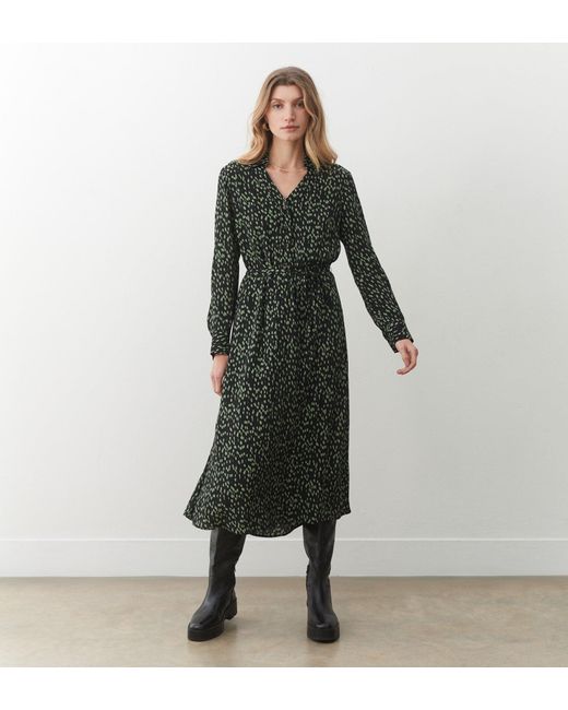 Finery London Green Isla Khaki Dash Midi Dress