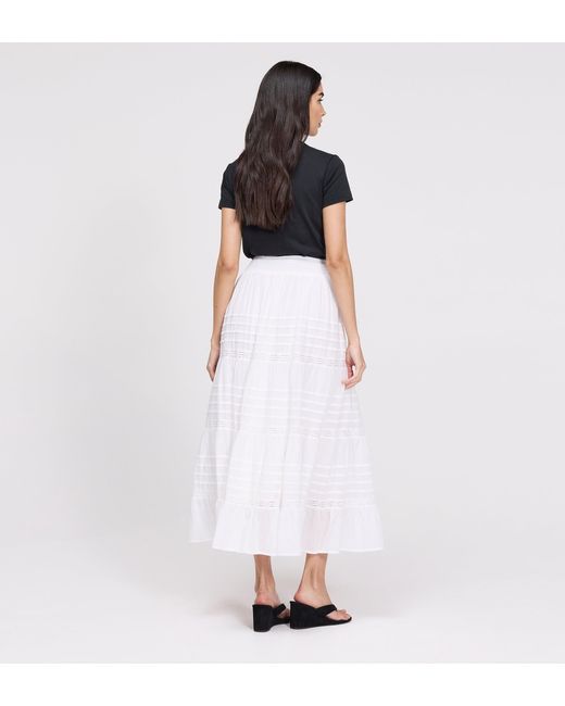 Finery London White Imani Cotton Lace Tiered Midi Skirt