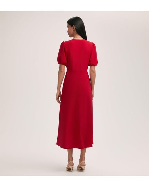 Finery London Red Robyn Crepe Midi Tea Dress
