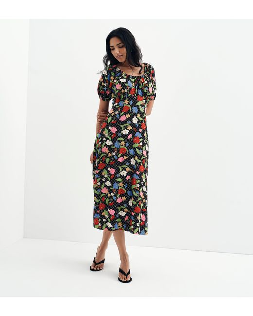 Finery London Black Jada Puff Sleeve Empire Waist Midi Dress