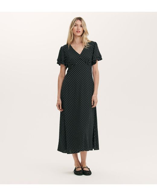 Women's Black Saskia Polka Dot Midi Tea Dress