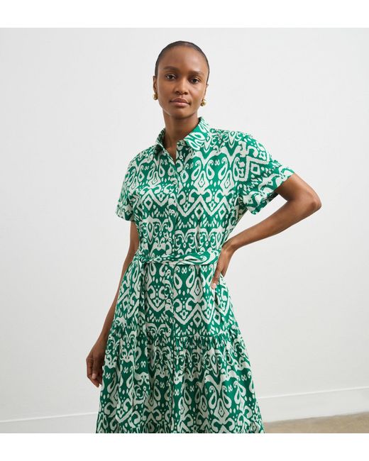 Finery London Green Lana Cotton Shirt Dress