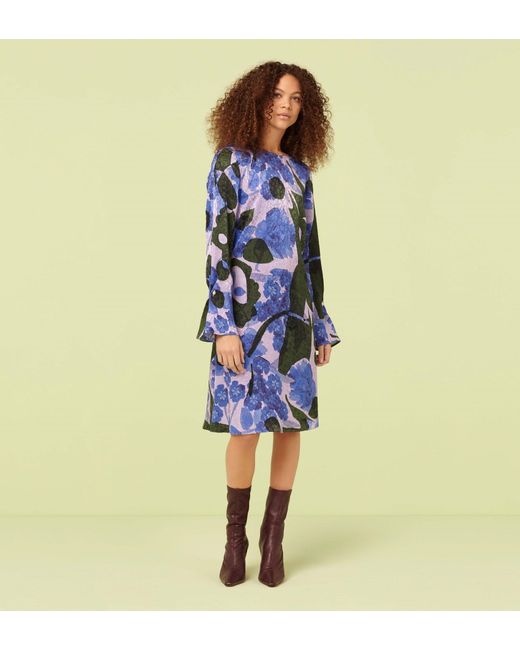 Finery London Blue Jessi Woodblock Print Shift Dress