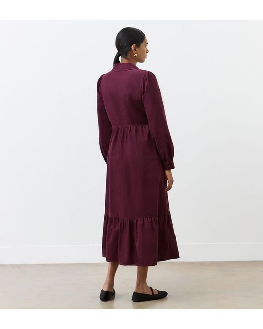 Finery London Red Callie Corduroy Midi Dress