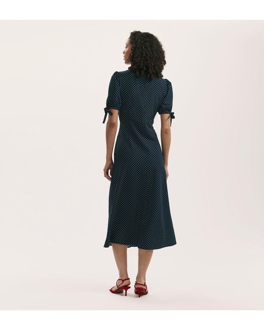 Finery London Blue Gabriella Crepe Midi Tea Dress