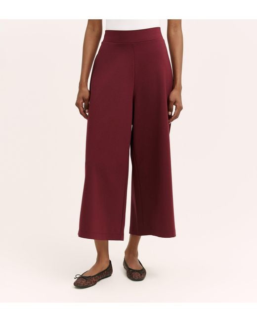 Finery London Red Miribel Ponte Jersey Wide Leg Trousers