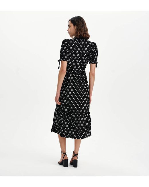 Finery London Black Estee Polka Dot Tiered Midi Shirt Dress
