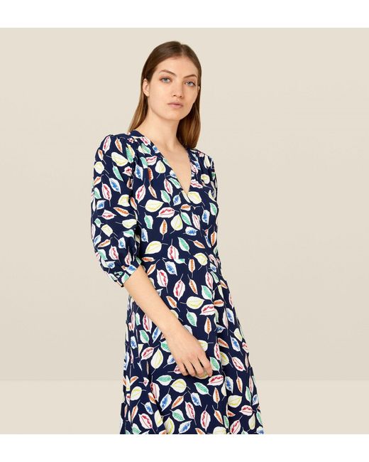 Finery London Blue Laura Printed Dress