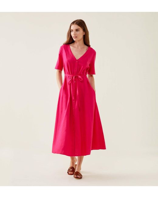 Finery London Red Dakota Linen Blend Dress
